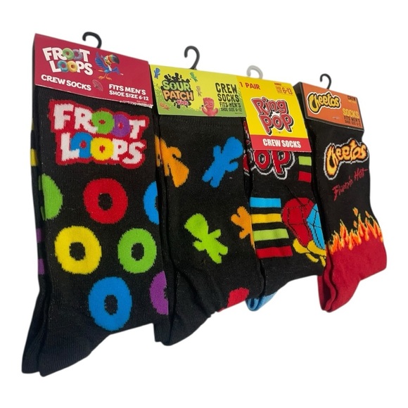 4 pack Bold Colorful Casual fun Socks with Vibrant Patterns Men’s Size: 6-12 - Picture 2 of 4